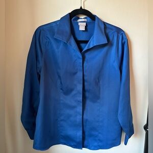 Chico’s No Iron Button Down - Size 1P - Cobalt Blue